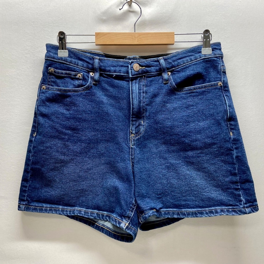 Calvin Klein Jean Shorts Women's 12 Dark Blue CK Denim Mid-Rise Casual 4" Inseam